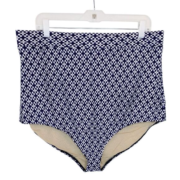 Cacique Lane Bryant Swim Bottom Plus Size 24 Navy Blue White Bathing Suit Brief - Picture 1 of 5